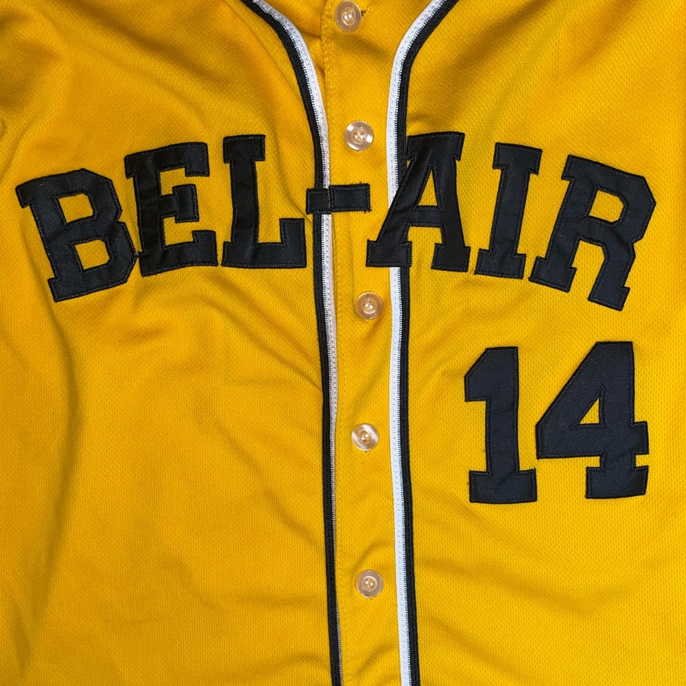 “BEL-AIR‎ 14” Yellow Baseball Jersey with Black Lettering - Picture 2 of 6